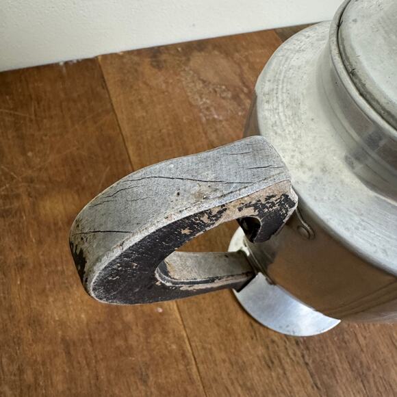 Art Deco Aluminum Pedestal Percolator Glass knob and wood handle - Picture 16 of 16